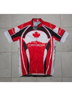 Weimostar Men's Large Cycling Jersey Canada Full Zip Short Sleeve Pocket Red